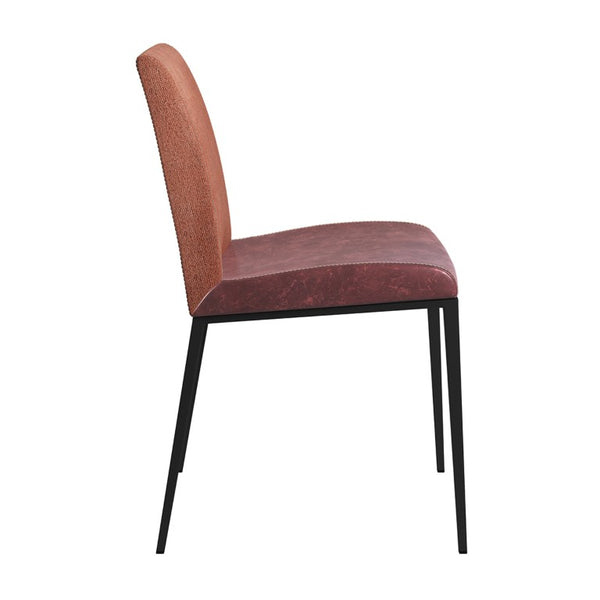 EuroStyle Rasmus Two-Tone Leatherette Dining Side Chairs with Brushed Steel Legs Set of 2 Saddle Brown 30557DKBRN
