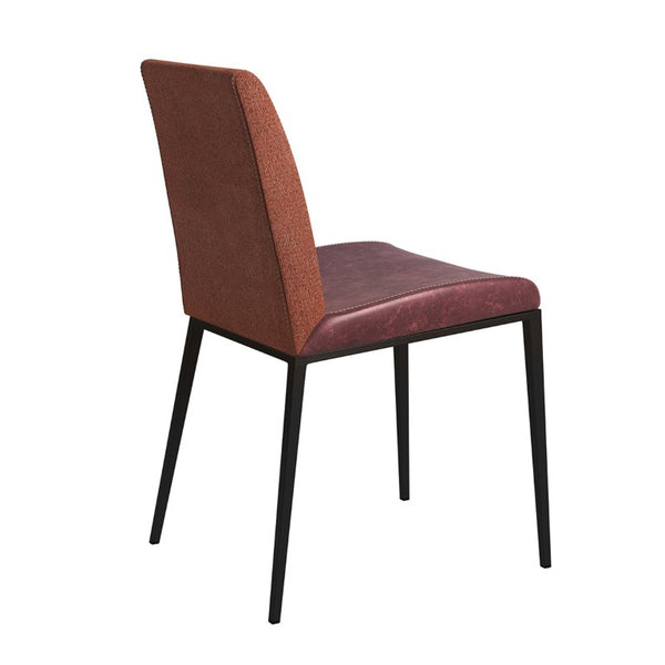 EuroStyle Rasmus Two-Tone Leatherette Dining Side Chairs with Brushed Steel Legs Set of 2 Saddle Brown 30557DKBRN