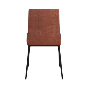 EuroStyle Rasmus Two-Tone Leatherette Dining Side Chairs with Brushed Steel Legs Set of 2 Saddle Brown 30557DKBRN