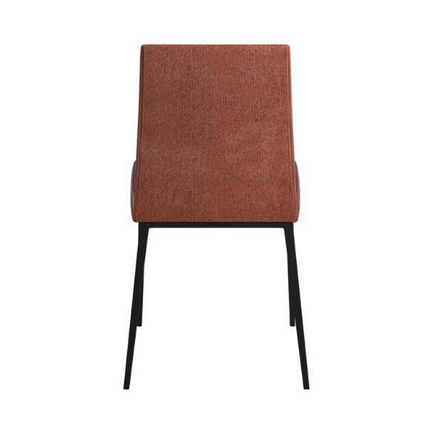 EuroStyle Rasmus Two-Tone Leatherette Dining Side Chairs with Brushed Steel Legs Set of 2 Saddle Brown 30557DKBRN