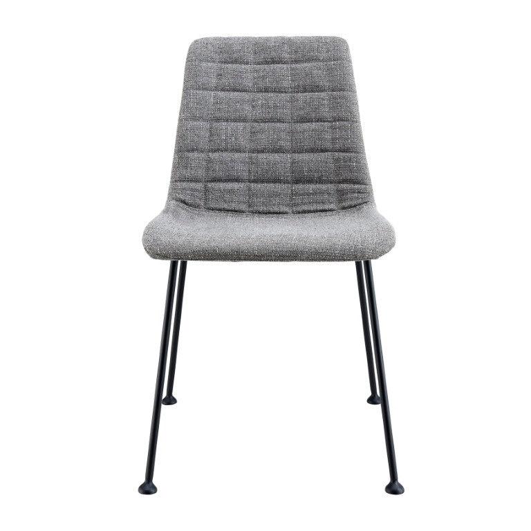 EuroStyle Elma Quilted Tweed Fabric Dining Side Chairs with Steel Matte Base Set of Two 30558LTGRY