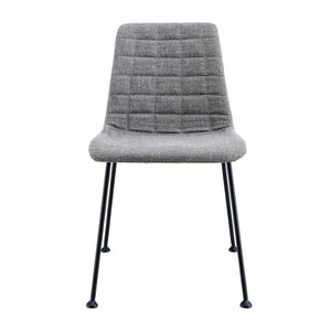 EuroStyle Elma Quilted Tweed Fabric Dining Side Chairs with Steel Matte Base Set of Two 30558LTGRY