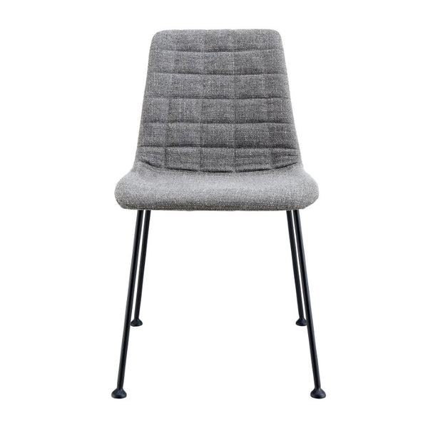 EuroStyle Elma Quilted Tweed Fabric Dining Side Chairs with Steel Matte Base Set of Two 30558LTGRY