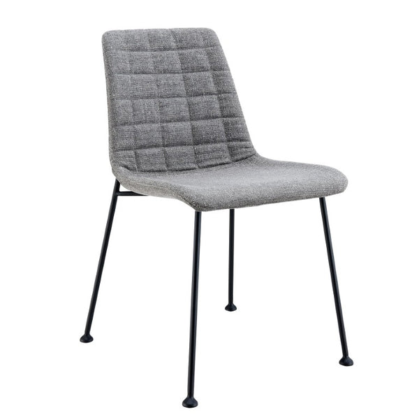 EuroStyle Elma Quilted Tweed Fabric Dining Side Chairs with Steel Matte Base Set of Two 30558LTGRY