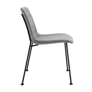 EuroStyle Elma Quilted Tweed Fabric Dining Side Chairs with Steel Matte Base Set of Two 30558LTGRY