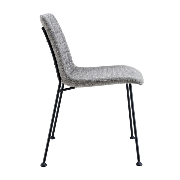 EuroStyle Elma Quilted Tweed Fabric Dining Side Chairs with Steel Matte Base Set of Two 30558LTGRY