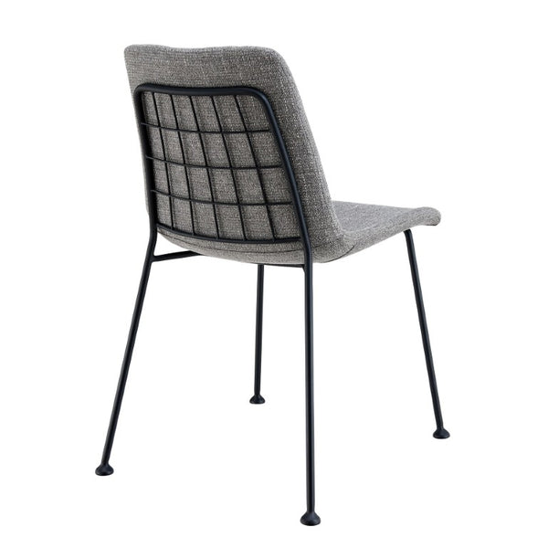 EuroStyle Elma Quilted Tweed Fabric Dining Side Chairs with Steel Matte Base Set of Two 30558LTGRY