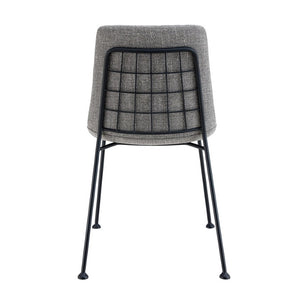 EuroStyle Elma Quilted Tweed Fabric Dining Side Chairs with Steel Matte Base Set of Two 30558LTGRY