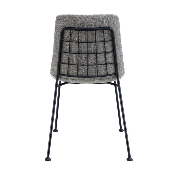 EuroStyle Elma Quilted Tweed Fabric Dining Side Chairs with Steel Matte Base Set of Two 30558LTGRY