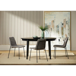 EuroStyle Elma Quilted Tweed Fabric Dining Side Chairs with Steel Matte Base Set of Two 30558LTGRY