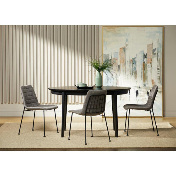 EuroStyle Elma Quilted Tweed Fabric Dining Side Chairs with Steel Matte Base Set of Two 30558LTGRY