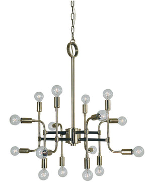 Framburg 16-light Fusion Chandelier – Industrial Whimsy With Textured Accents, Crafted In The Usa For Elegance Polished Nickel With Matte Black Accents Metal 3056 Pn/Mblack