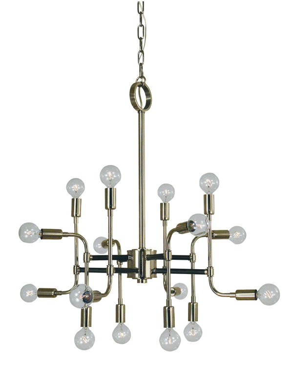 Framburg 16-light Fusion Chandelier – Industrial Whimsy With Textured Accents, Crafted In The Usa For Elegance Polished Nickel With Matte Black Accents Metal 3056 Pn/Mblack
