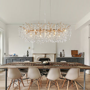 English Elm Modern Gold Branch Crystal Raindrop Chandelier 14 Light Luxury Dining Room Fixture W1340P461544