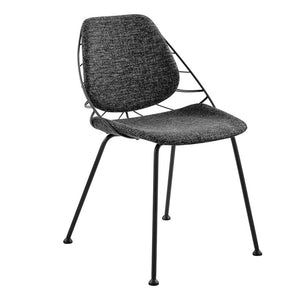 EuroStyle Linnea Art Deco Dining Side Chairs Sculptural Leaf Back Matte Steel Set of Two 30560BLK