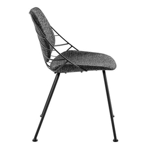 EuroStyle Linnea Art Deco Dining Side Chairs Sculptural Leaf Back Matte Steel Set of Two 30560BLK