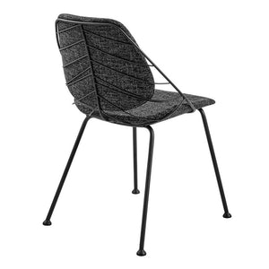 EuroStyle Linnea Art Deco Dining Side Chairs Sculptural Leaf Back Matte Steel Set of Two 30560BLK