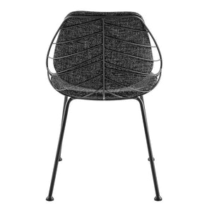 EuroStyle Linnea Art Deco Dining Side Chairs Sculptural Leaf Back Matte Steel Set of Two 30560BLK