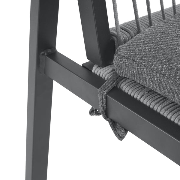 English Elm Christopher Knight Home® - Outdoor 7-Piece Dining Set: Modern Aluminum Chairs With Rope Seating & Faux Wood Table, Gray-Black N768P196697G_60452.00