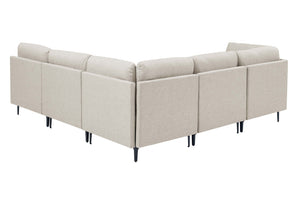 English Elm Linen Upholstered Modular Sectional Sofa with Tall Black Metal Legs for Living Room Almond B2748S00103