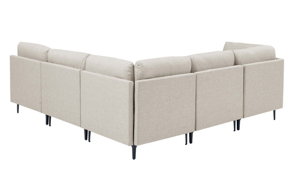 English Elm Linen Upholstered Modular Sectional Sofa with Tall Black Metal Legs for Living Room Almond B2748S00103