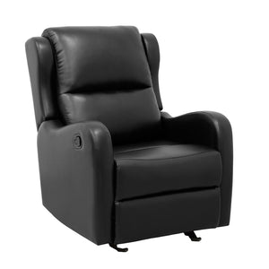 English Elm Black Faux Leather Durant Glider Recliner Chair — Smooth Glide, Pull-Tab Recline, Compact Comfort for Living Room B011P207532