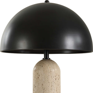Uttermost Tanaka Travertine Stone Base Indoor Outdoor Lamp with Bronze Dome Shade