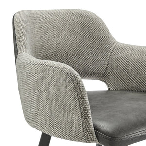 EuroStyle Desi Swivel Barstool Two-Tone Leatherette Fabric Upholstery Industrial Steel Base Warm Gray/Charcoal Gray 30582-DKGRY