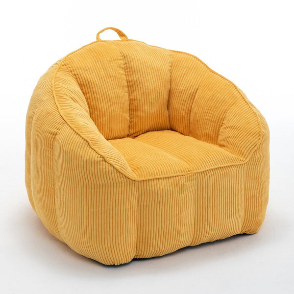 English Elm Giant Corduroy Bean Bag with Armrests Shredded Foam Lounge Chair for Living Room Yellow W2200P442626