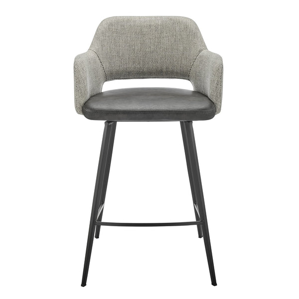 EuroStyle Desi Swivel Counter Stool Mixed Upholstery Steel Base For Kitchen Or Bar 21.5D x 21.5W x 36H 30584-DKGRY