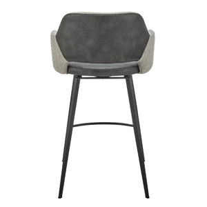 EuroStyle Desi Swivel Counter Stool Two-Tone Leatherette Fabric Seat Matte Black Steel Base Warm Gray/Charcoal Gray 30584-DKGRY