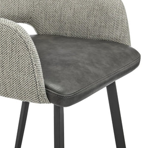 EuroStyle Desi Swivel Counter Stool Two-Tone Leatherette Fabric Seat Matte Black Steel Base Warm Gray/Charcoal Gray 30584-DKGRY