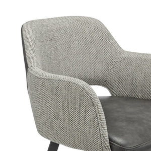 EuroStyle Desi Swivel Counter Stool Two-Tone Leatherette Fabric Seat Matte Black Steel Base Warm Gray/Charcoal Gray 30584-DKGRY