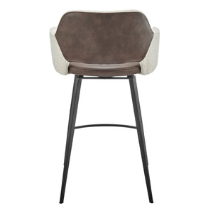 EuroStyle Desi Swivel Counter Stool Mixed Upholstery Fabric Back Leatherette Seat Steel Base 21.5D x 21.5W x 36H 30584-IVRY