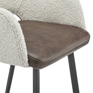 EuroStyle Desi Swivel Counter Stool Mixed Upholstery Fabric Back Leatherette Seat Steel Base 21.5D x 21.5W x 36H 30584-IVRY