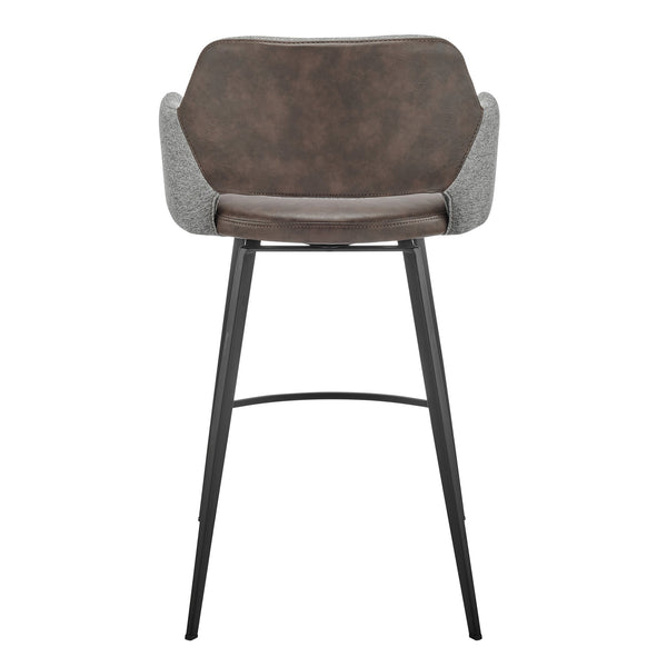 EuroStyle Desi Swivel Counter Stool Mid-Century Mixed Upholstery With Matte Black Steel Base 21.5D x 21.5W x 36H 30584-LTBRN