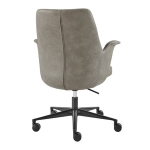 Eurostyle Lise Office Chair - Stylish Gray Leatherette With Durable Flared Arms & Matte Black Steel Base Gray Leatherette Over Foam 30592-ltgry
