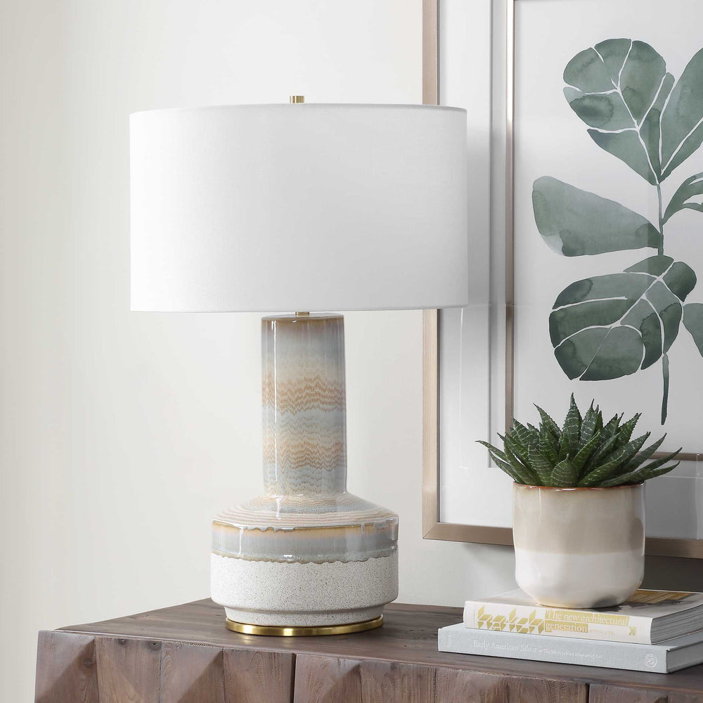 Uttermost Uttermost Armitage Ceramic Table Lamp Antique Brass Linen Shade Transitional Decor 30594-1