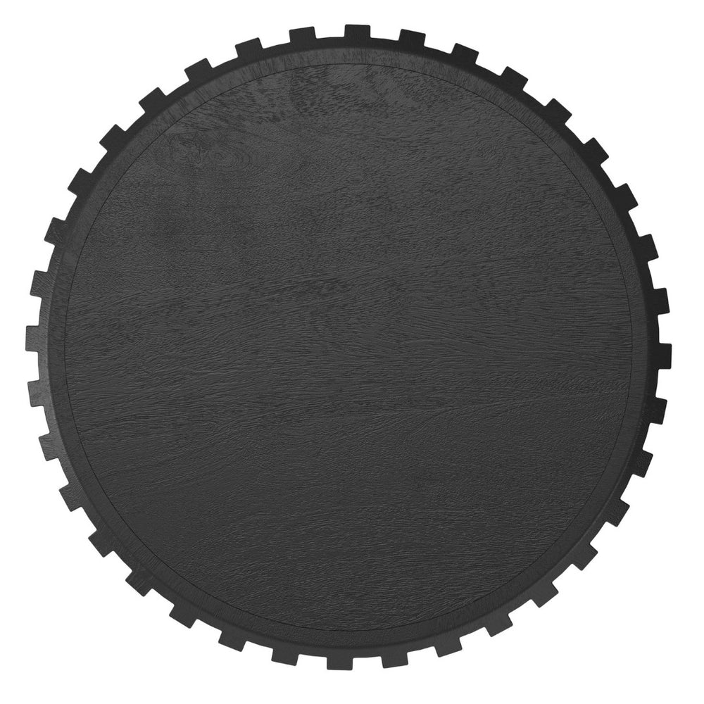 English Elm Lyall Fluted Mango Wood Round Side Table Black Stained Accent for Modern Interiors B136P419857