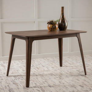 English Elm [video] Mid-century Rubberwood Dining Table Walnut Finish Splayed Legs Seats Four N759P371097T