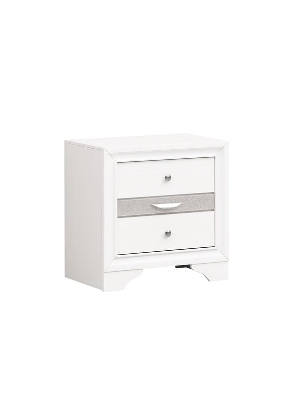 English Elm Madrid three-drawer nightstand with felt-lined top drawer, durable laminate wood grain finish and solid trim White 29 L x 29 W x 19 H B078P286066