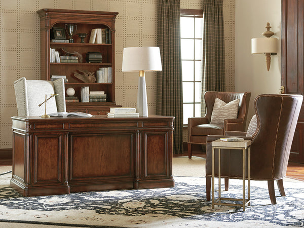 Lexington Sligh Morgan Executive Desk - Traditional Cherry Design With Faux Leather Surface & Ample Storage Solutions Vernon Wood 305-400