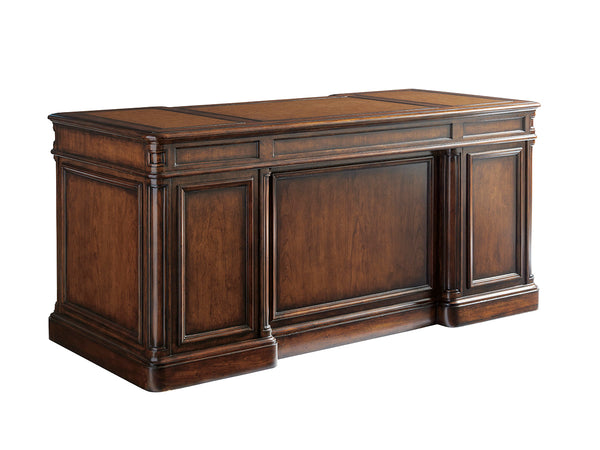 Lexington Sligh Morgan Executive Desk - Traditional Cherry Design With Faux Leather Surface & Ample Storage Solutions Vernon Wood 305-400