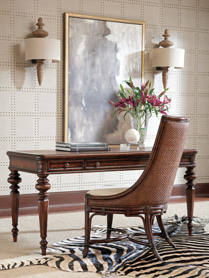 Lexington Sligh Rosslyn Writing Desk - Elegant Cherry Veneer Design With Faux Leather Surface And Self-closing Drawers Vernon Wood 305-412