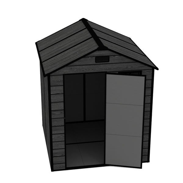 English Elm Campcraft Resin Storage Shed 6x6 Ft Polypropylene Waterproof Outdoor Wood Grain W1598S00029