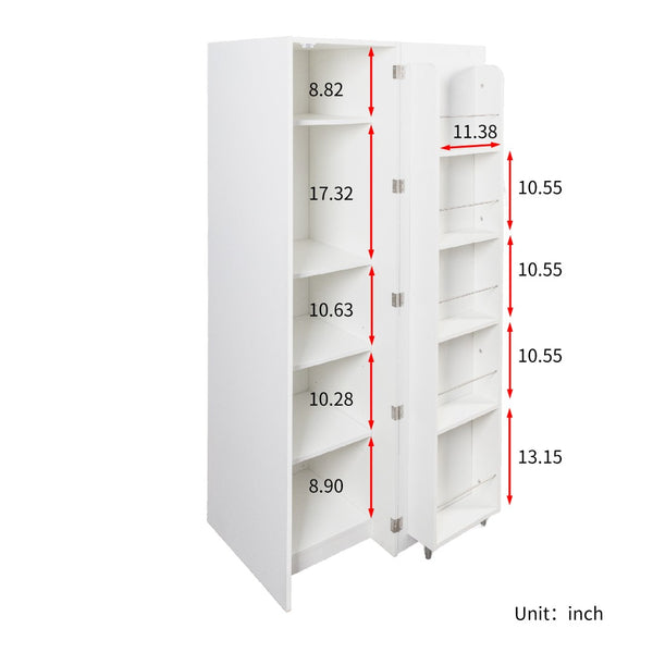 English Elm Kitchen Pantry Cabinet Freestanding Melamine Storage with Shelves for Dining Room White W331P435940