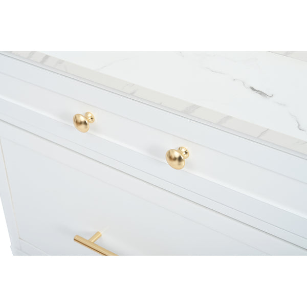 English Elm Modern 83.7in Tall Kitchen Pantry Set of 2 with Faux Marble Countertops, Durable Storage and Anti-Tip Safety White SP000075AAK