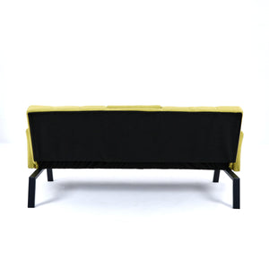English Elm 70-inch Foldable Cotton Linen Sofa Bed with Cup Holder & Side Storage, Space-Saving 2-Seater Design Green W3371P337200