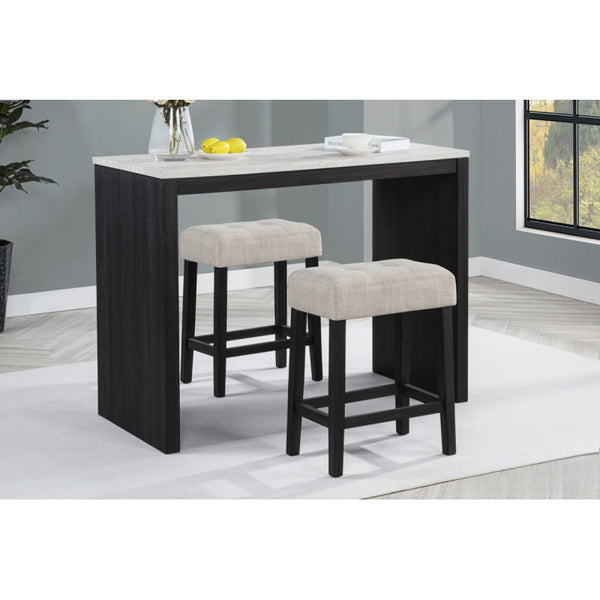 English Elm Black/Beige Backless Bar Stools Set of 2 – Plush Beige Polyester Seats, Durable Rubberwood Frame, 24"H B011P375263