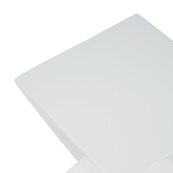 English Elm All Weather Mgo X Base Accent Table Geometric Sculptural Outdoor Indoor White N770P341402W